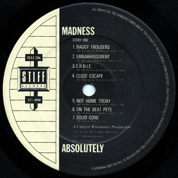 Madness - Absolutely | Stiff Records (SEEZ 29) - 3 Madness - Absolutely | Stiff Records (SEEZ 29) - 3