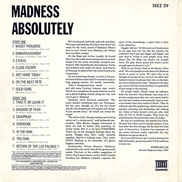 Madness - Absolutely | Stiff Records (SEEZ 29) - 2 Madness - Absolutely | Stiff Records (SEEZ 29) - 2