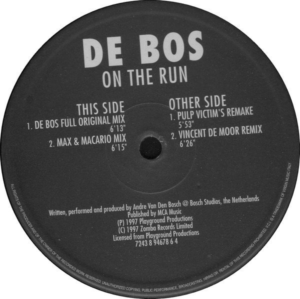 De Bos - On The Run | VCI Recordings (7243 8 94678 6 4) De Bos - On The Run | VCI Recordings (7243 8 94678 6 4)