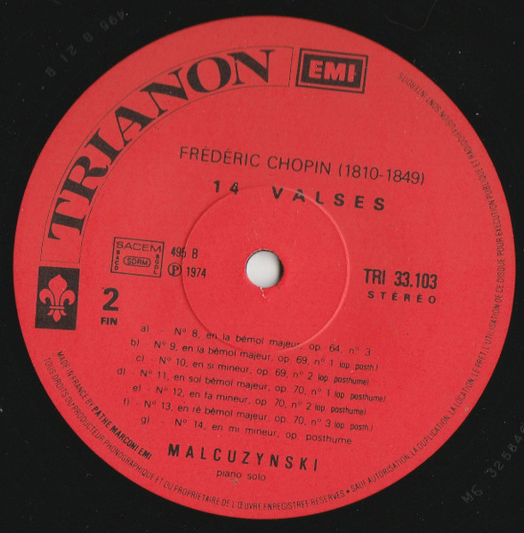 Frédéric Chopin , Witold Malcuzynsky - Quatorze Valses | Trianon (TRI 33 103) - 4