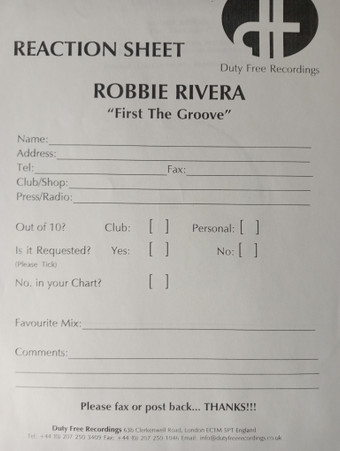 Robbie Rivera - First The Groove | Duty Free Recordings (DF-012) - 4