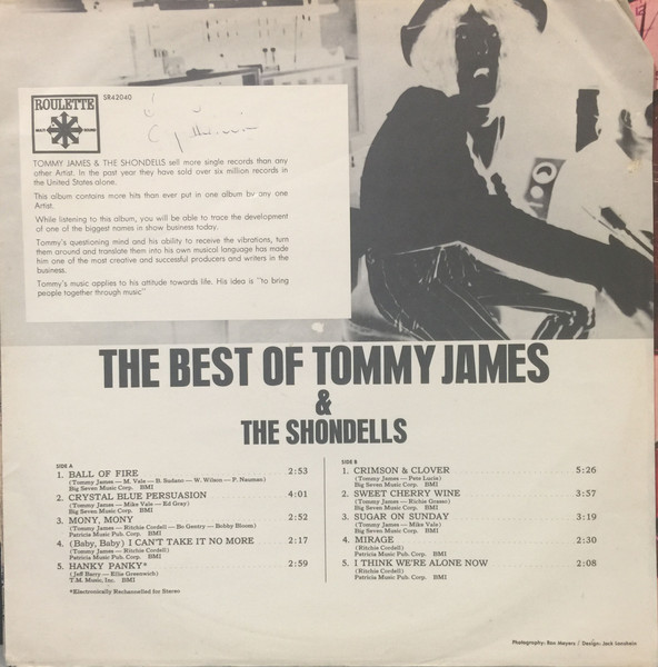 Tommy James & The Shondells - The Best Of Tommy James & The Shondells | Roulette (SR 42040) - 2 Tommy James & The Shondells - The Best Of Tommy James & The Shondells | Roulette (SR 42040) - 2