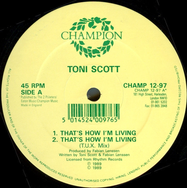 Tony Scott - That's How I'm Living / The Chief | Champion (CHAMP 12-97) - 3 Tony Scott - That's How I'm Living / The Chief | Champion (CHAMP 12-97) - 3