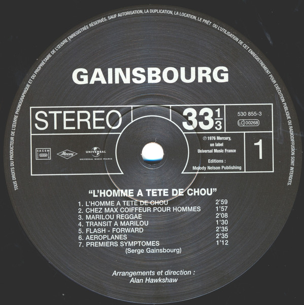 Serge Gainsbourg - L'Homme À Tête De Chou | Mercury (530 855-3) - 3