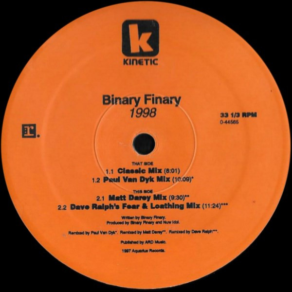 Binary Finary - 1998 | Kinetic Records (0-44565) - main Binary Finary - 1998 | Kinetic Records (0-44565) - main