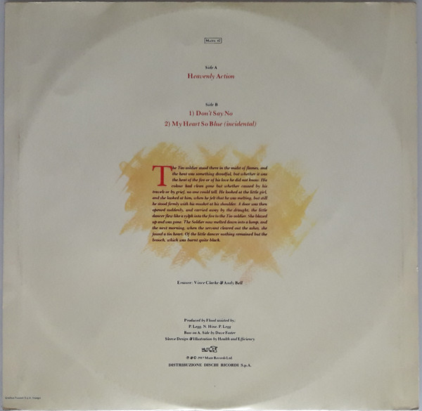 Erasure - Heavenly Action | Ricordi (MUTEX 42) - 2