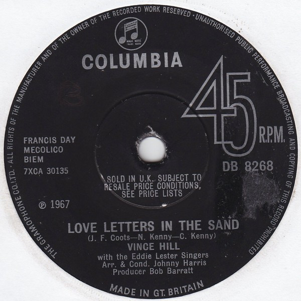 Vince Hill - Love Letters In The Sand | Columbia (DB 8268) - main