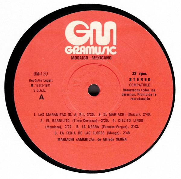 Mariachi América de Alfredo Serna - Mosaico Mexicano | Gramusic (GM - 120) - 3
