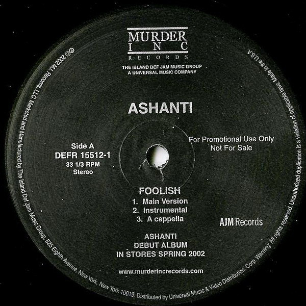 Ashanti - Foolish | Murder Inc Records (DEFR 15512-1)