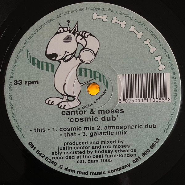 Cantor & Moses - Cosmic Dub | Dam Mad Music (dam 1005) - main