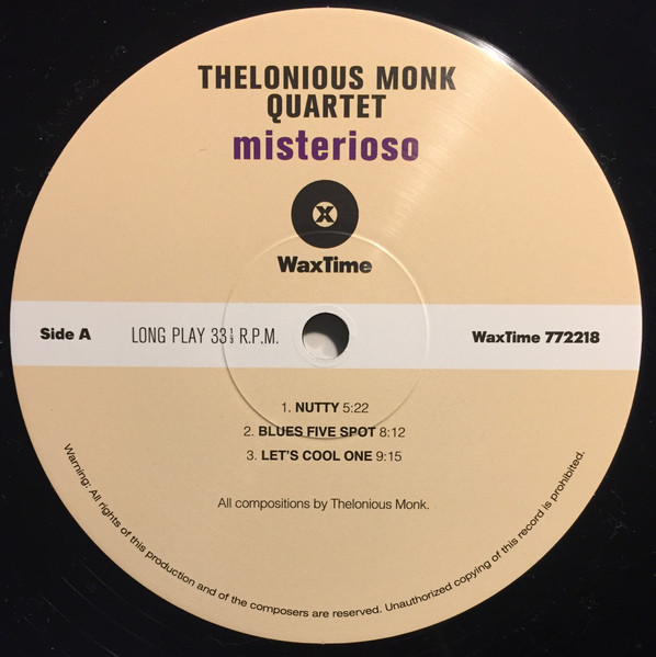 The Thelonious Monk Quartet - Misterioso | WaxTime (772218) - 3