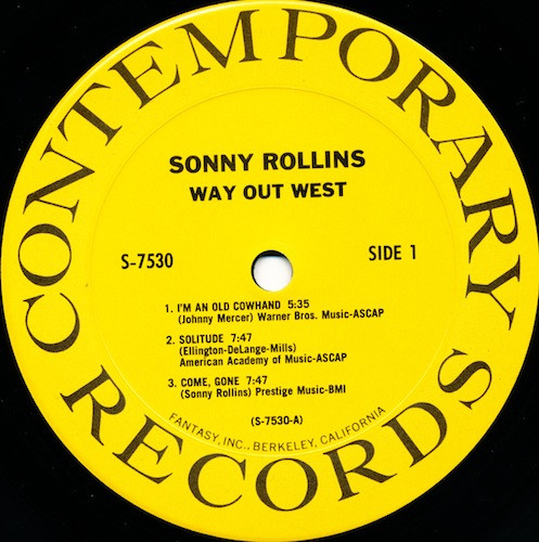Sonny Rollins - Way Out West | Contemporary Records (S-7530) - 2