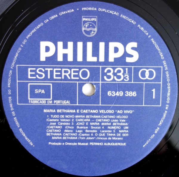 Maria Bethânia e Caetano Veloso - Ao Vivo | Philips (6349 386) - 3