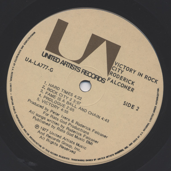 Roderick Falconer - Victory In Rock City | United Artists Records (UA-LA777-G) Roderick Falconer - Victory In Rock City | United Artists Records (UA-LA777-G)
