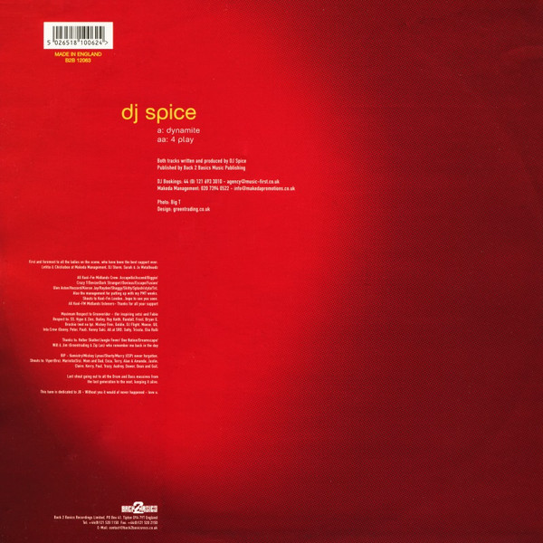 DJ Spice - Dynamite / 4 Play | Back 2 Basics (B2B 12063) - 2