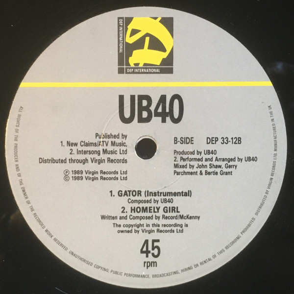 UB40 - Homely Girl | DEP International (DEP 33-12) - main