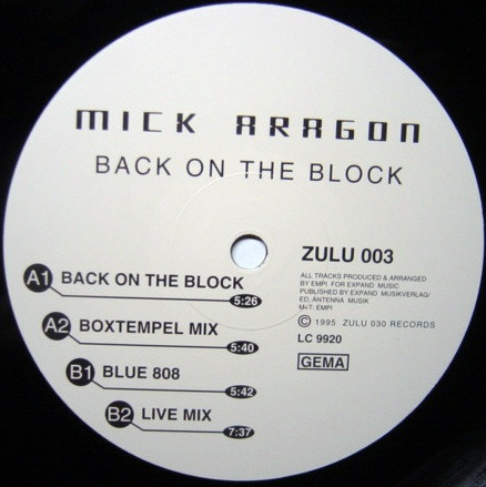 Mick Aragon - Back On The Block | Zulu 030 Records (ZULU 003) - main