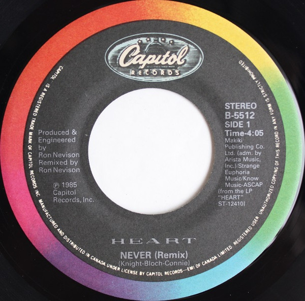 Heart - Never | Capitol Records (B-5512) - 3