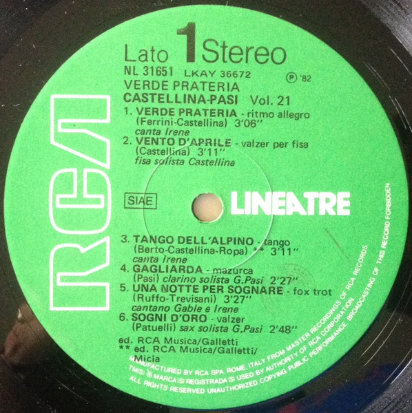 Orchestra Castellina-Pasi - Verde Prateria - Vol. 21 | RCA (NL 31651) - 4