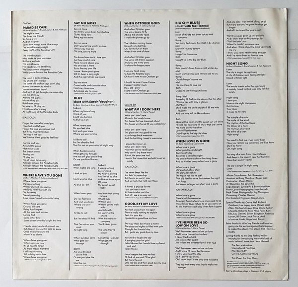 Barry Manilow - 2:00 AM Paradise Café | Arista (#206 496) - 4