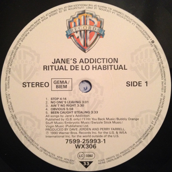 Jane's Addiction - Ritual De Lo Habitual | Warner Bros. Records (7599-25993-1) Jane's Addiction - Ritual De Lo Habitual | Warner Bros. Records (7599-25993-1)