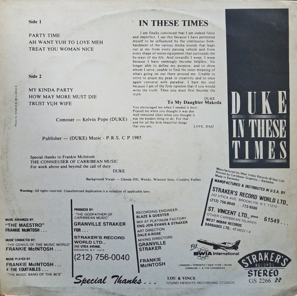 Mighty Duke - In These Times | Straker's Records (GS 2266) - 2 Mighty Duke - In These Times | Straker's Records (GS 2266) - 2