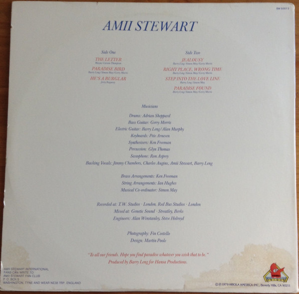 Amii Stewart - Paradise Bird | Ariola Hansa (SW 50072) - 3