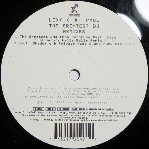 Lexy & K-Paul - The Greatest DJ (Remixes) | Low Spirit Recordings (74321 72597 1)