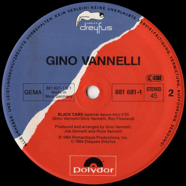 Gino Vannelli - Black Cars | Disques Dreyfus (881 681-1) - 4 Gino Vannelli - Black Cars | Disques Dreyfus (881 681-1) - 4
