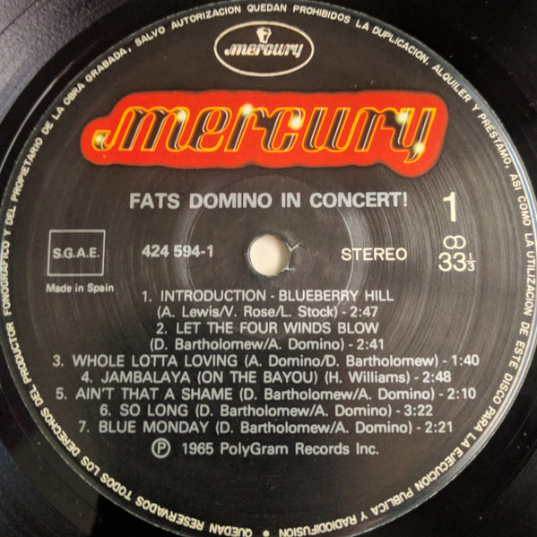 Fats Domino - In Concert! | Mercury (424 594-1) - 3