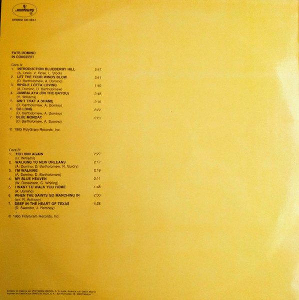 Fats Domino - In Concert! | Mercury (424 594-1) - 2