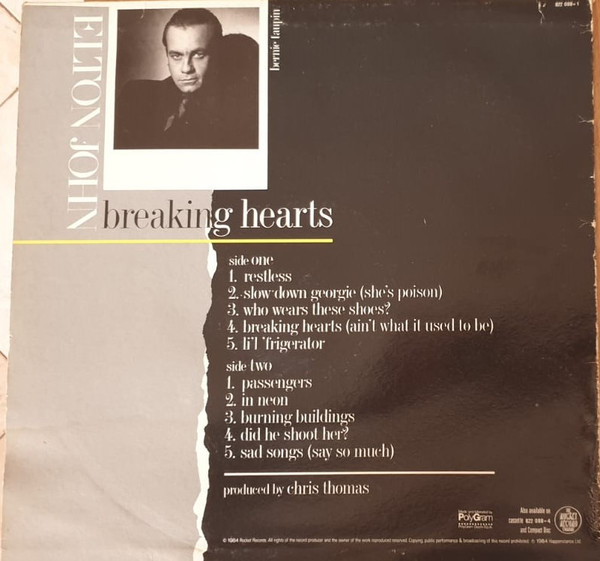 Elton John - Breaking Hearts | The Rocket Record Company (822 088-1) - 2 Elton John - Breaking Hearts | The Rocket Record Company (822 088-1) - 2
