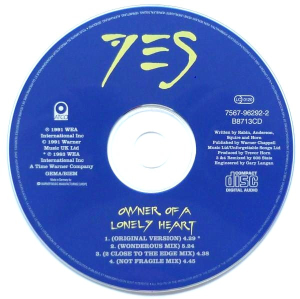Yes - Owner Of A Lonely Heart | ATCO Records (7567-96292-2) - 3