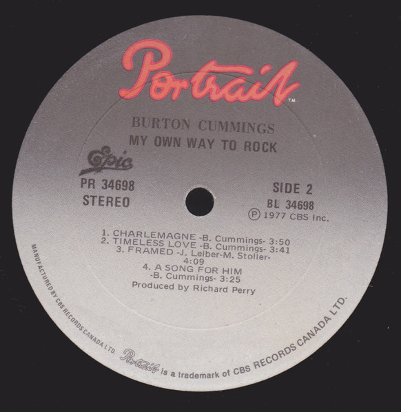 Burton Cummings - My Own Way To Rock | Portrait (PR 34698) - 4
