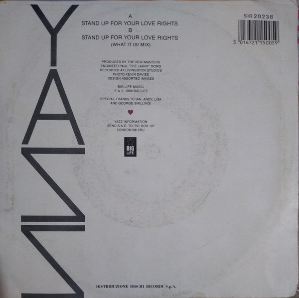 Yazz - Stand Up For Your Love Rights | Big Life (SIR 20238) - 2