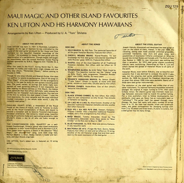 Ken Ufton And His Harmony Hawaiians - Maui Magic And Other Island Favorites | London Records (ZGU 129) - 2