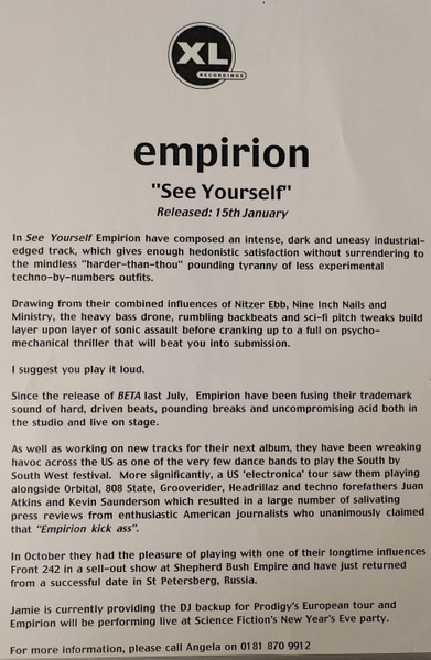 Empirion - See Yourself | XL Recordings (XLT92) - 3