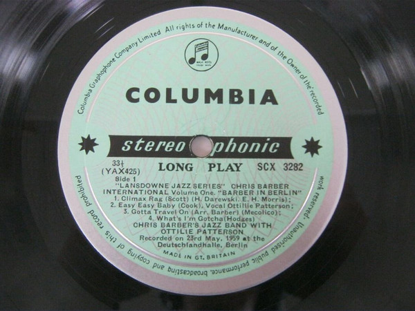 Chris Barber's Jazz Band with Ottilie Patterson - Barber In Berlin | Columbia (SCX 3282) - 3