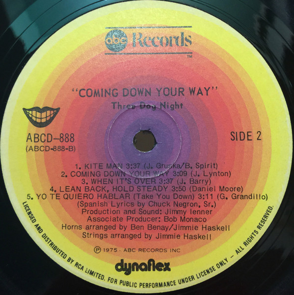 Three Dog Night - Coming Down Your Way | ABC Records (ABCD-888) - 4