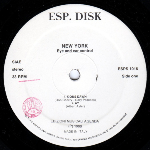 Albert Ayler , Don Cherry , John Tchicai , Roswell Rudd , Gary Peacock , Sunny Murray - New York Eye And Ear Control | Base Record (ESP 1016) - 3