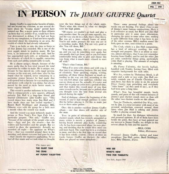 The Jimmy Giuffre 4 - In Person | Verve Records (2304 492) - 2 The Jimmy Giuffre 4 - In Person | Verve Records (2304 492) - 2