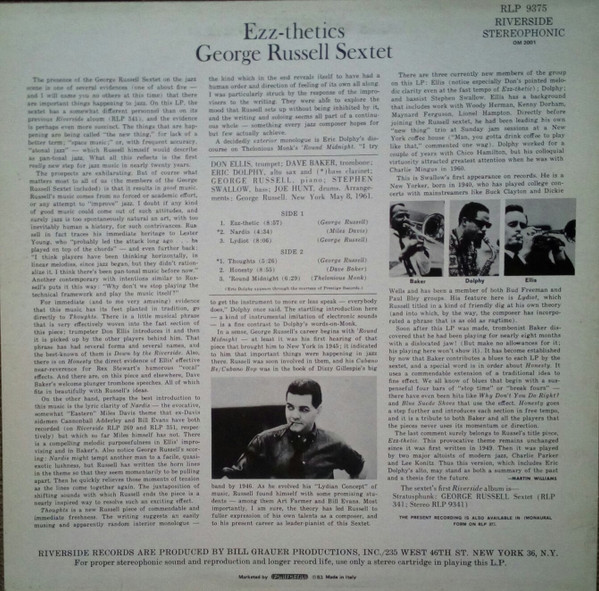 The George Russell Sextet - Ezz-thetics | Riverside Records (RLP 9375) - 2