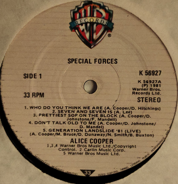 Alice Cooper - Special Forces | Warner Bros. Records (K 56927) Alice Cooper - Special Forces | Warner Bros. Records (K 56927)