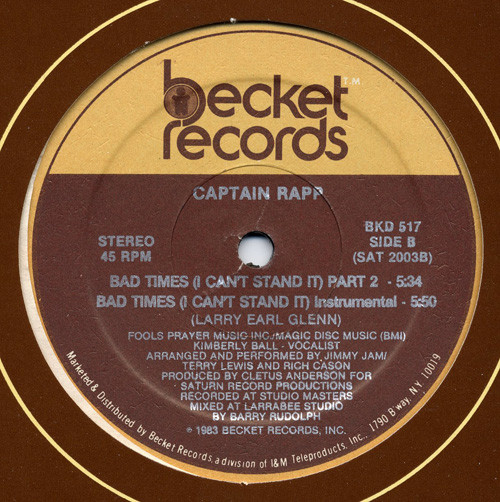 Captain Rapp - Bad Times (I Can't Stand It) | Becket Records (BKD 517) - 2 Captain Rapp - Bad Times (I Can't Stand It) | Becket Records (BKD 517) - 2