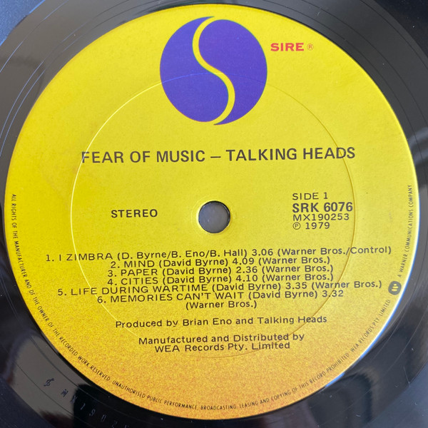 Talking Heads - Fear Of Music | Sire (SRK 6076) - 3 Talking Heads - Fear Of Music | Sire (SRK 6076) - 3