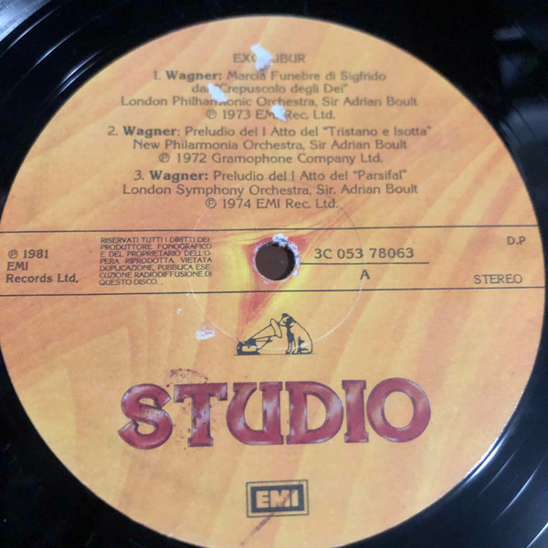 Various - Temi Dal Film Excalibur (e Dai Films: Gente Comune · Kramer Contro Kramer · Apocalypse Now) | EMI (3C 053-78063) - 3