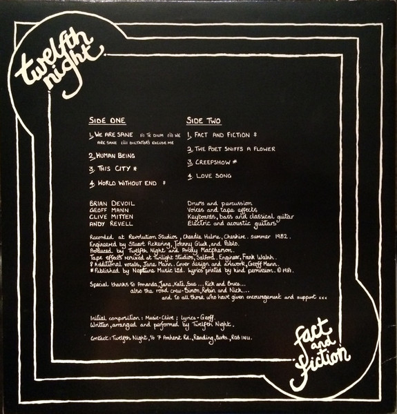 Twelfth Night - Fact And Fiction | Not On Label (Twelfth Night Self-released) (TN-006) - 2