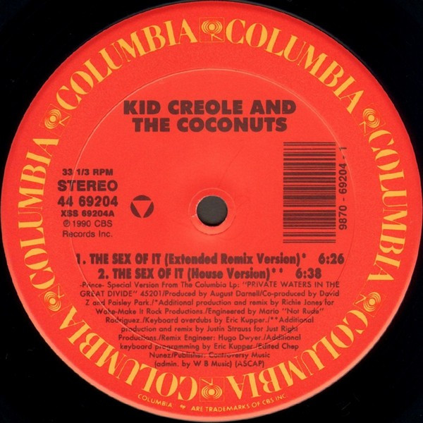 Kid Creole And The Coconuts - The Sex Of It | Columbia (44 69204) - 3