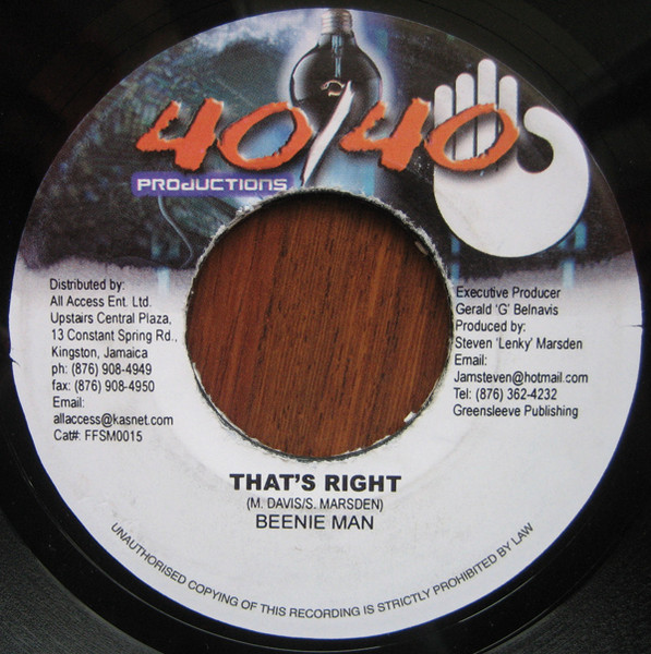 Beenie Man - That's Right | 40/40 Productions (FFSM0015) - main