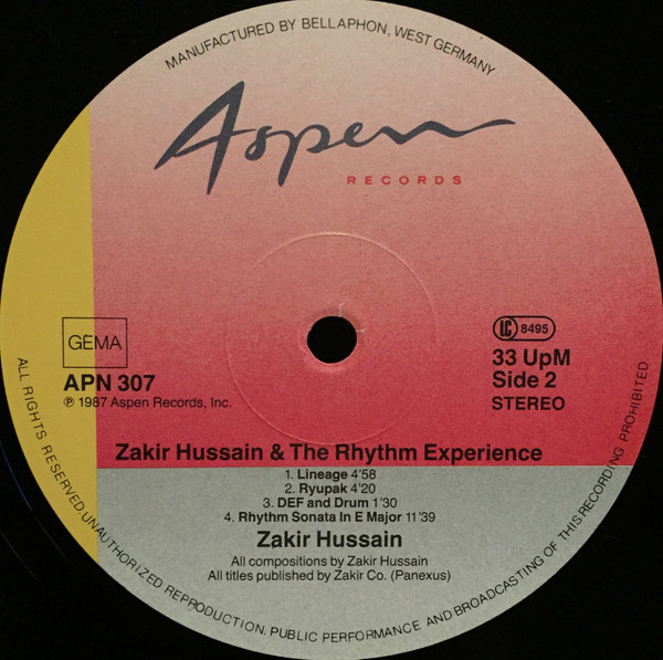 Zakir Hussain And The Rhythm Experience - Zakir Hussain & The Rhythm Experience | Aspen Records (APN 307) - 4